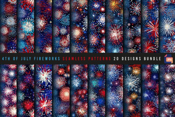 4th of July Fireworks Seamless Patterns