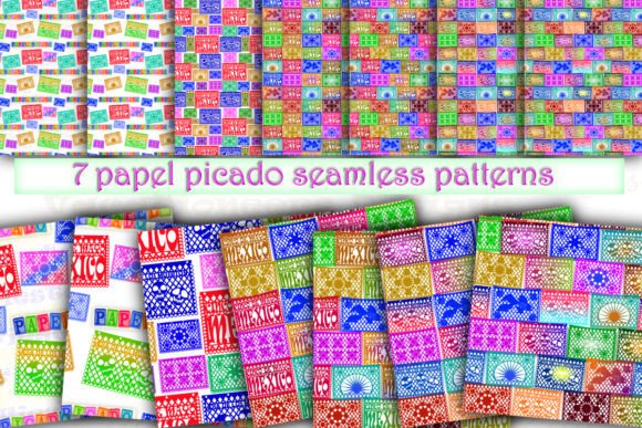 7 Papel Picado Seamless Patterns