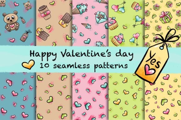 Happy V-day 10 Seamless Patterns: A Creative Solution for Modern Designers