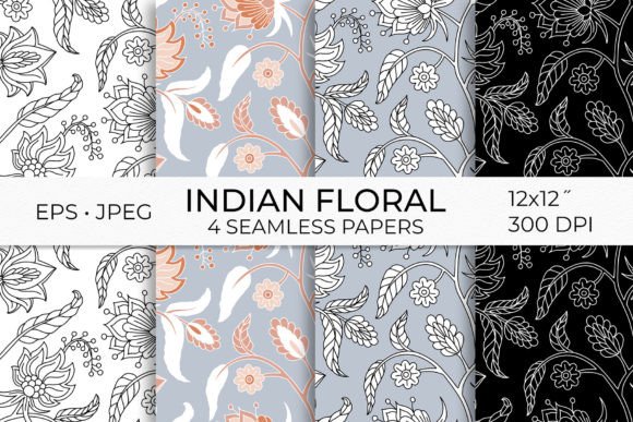 Indian Floral Seamless Patterns Bundle