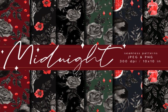 Midnight Dark Floral Seamless Patterns