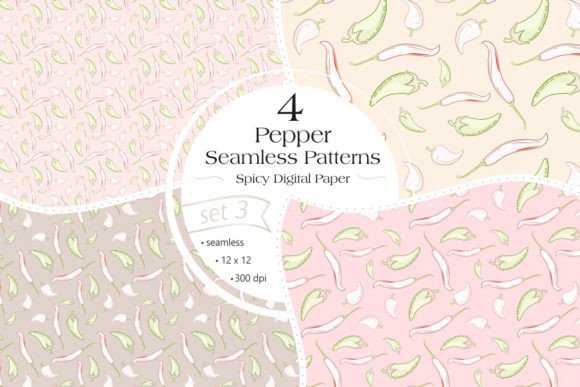 Pepper Seamless Patterns - Set 3: A Versatile Digital Paper Pack for Creative Projects