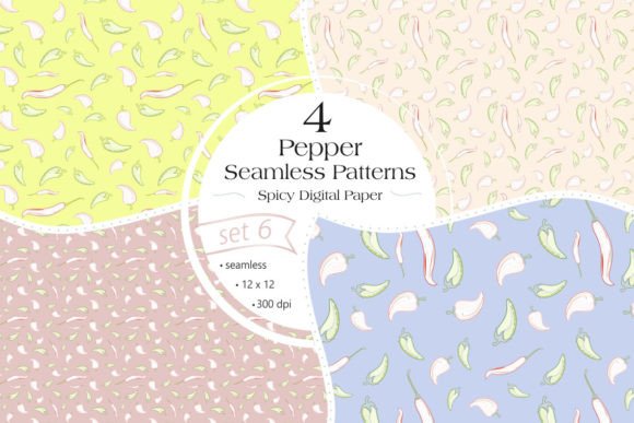 Pepper Seamless Patterns - Set 6: A Versatile Resource for Creative Projects