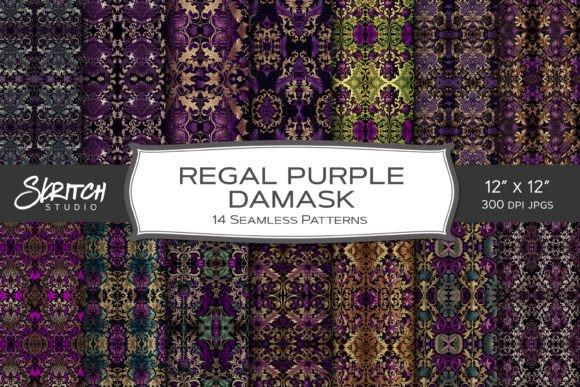 Regal Purple Damask Seamless Patterns: Elevating Design with Elegance and Versatility