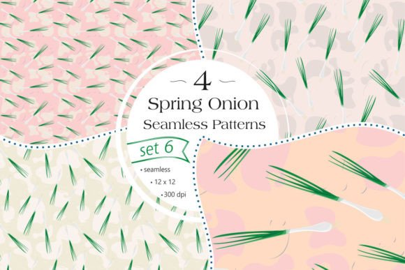 Spring Onion Seamless Patterns Set 6