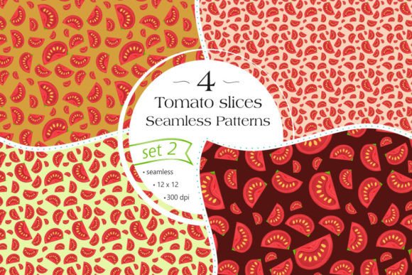 Tomato Slices Seamless Patterns - Set 2: A Versatile Digital Paper Pack for Creative Projects