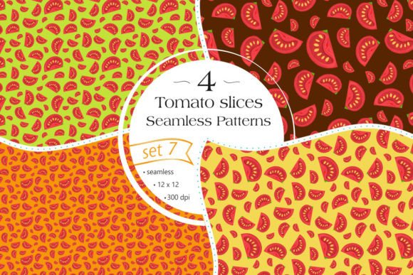 Tomato Slices Seamless Patterns - Set 6: A Versatile Resource for Creative Projects
