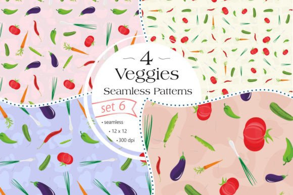 Veggies Seamless Patterns - Set 6: A Versatile Resource for Creative Projects